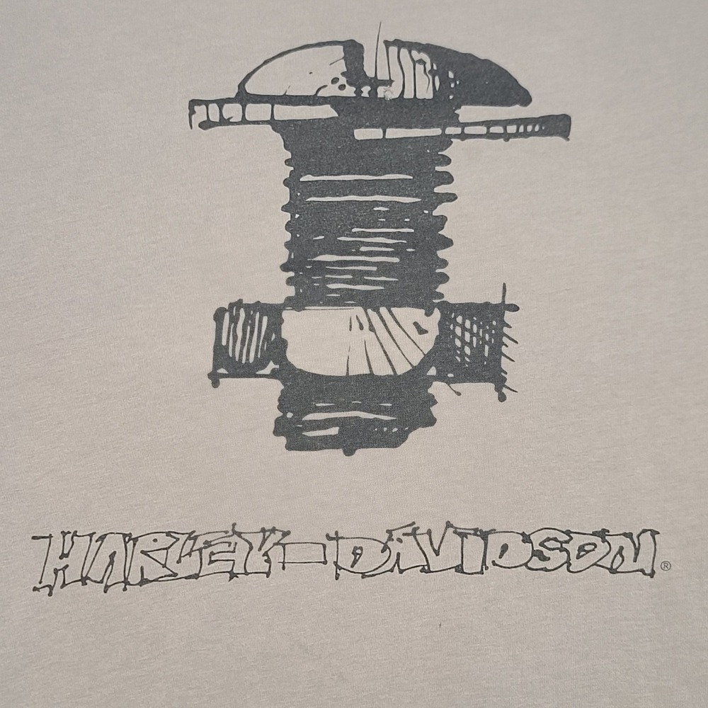 Harley Davidson Willie G Skull T-Shirt Mens Large Taupe Distressed Biker Tee USA